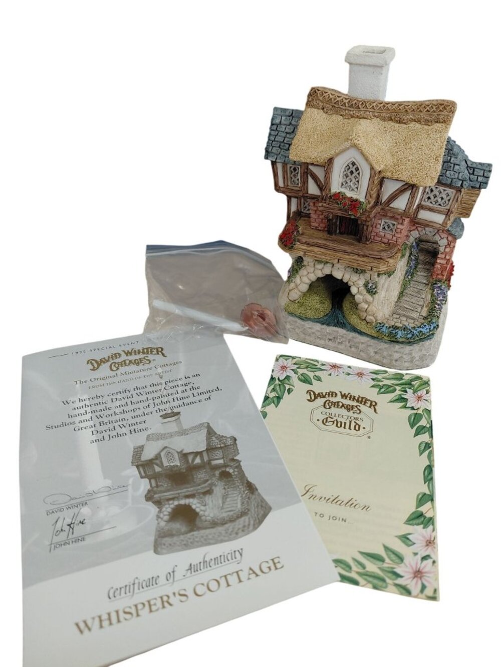 Vintage David Winter Cottages Whispers Cottage 1994 Handcrafted Collectible